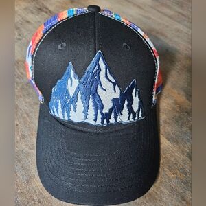 NWT Aztec Black Trucker Hat With Mountain Patch